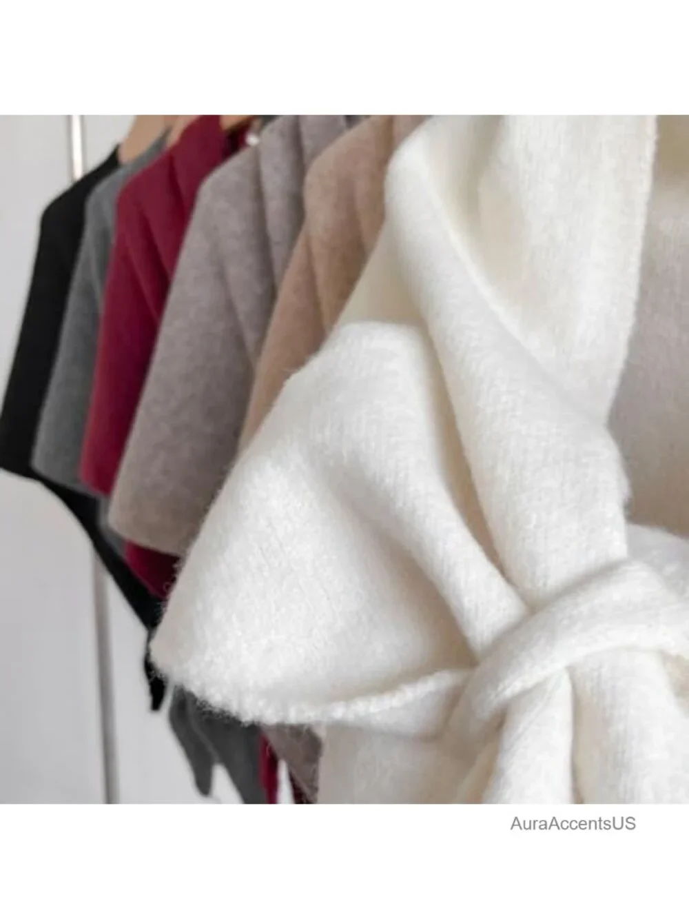 Women Knit Triangle Shawl Wrap Tie Up Pashmina Scarf Sweater Fall Winter
